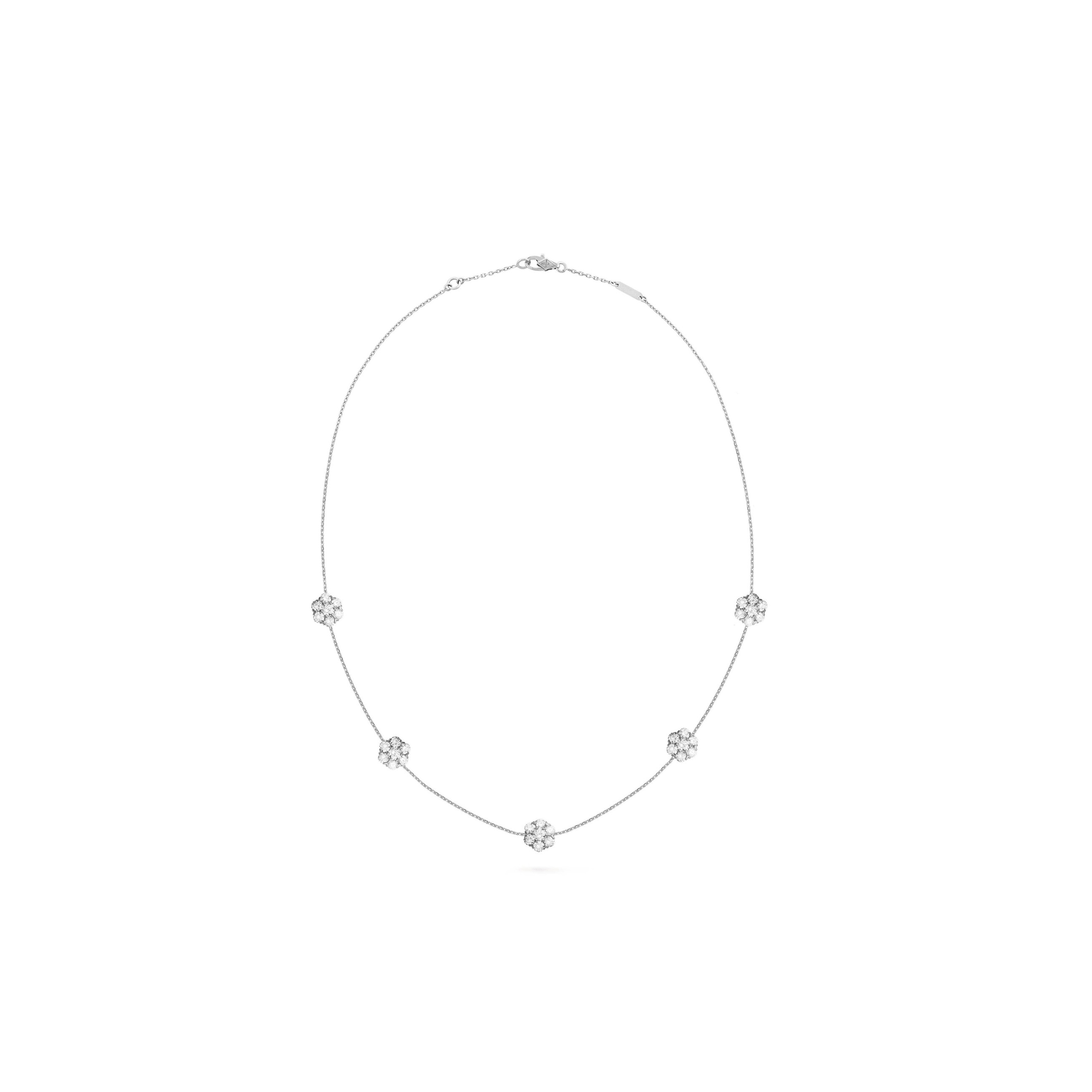 V*N CL*F arpels fleurette necklace, 5 flowers, large model - white gold, diamond  vcara47600